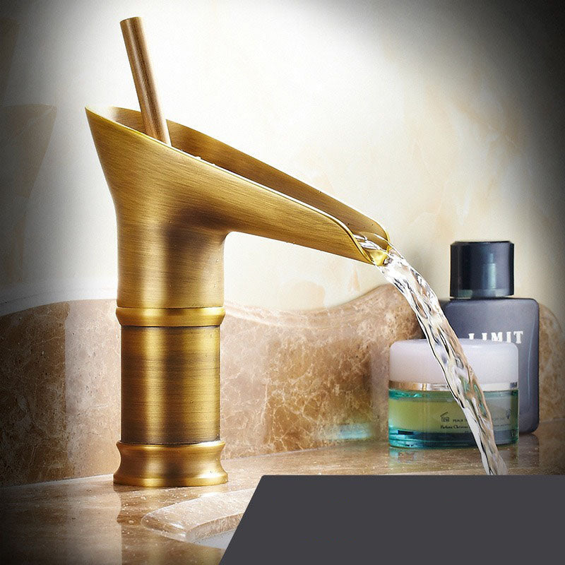 Single-Handle Waterfall Bathroom Faucet in Antique Bronze, Chrome, Gold & Black Finish for Vessel Sink | Thomler