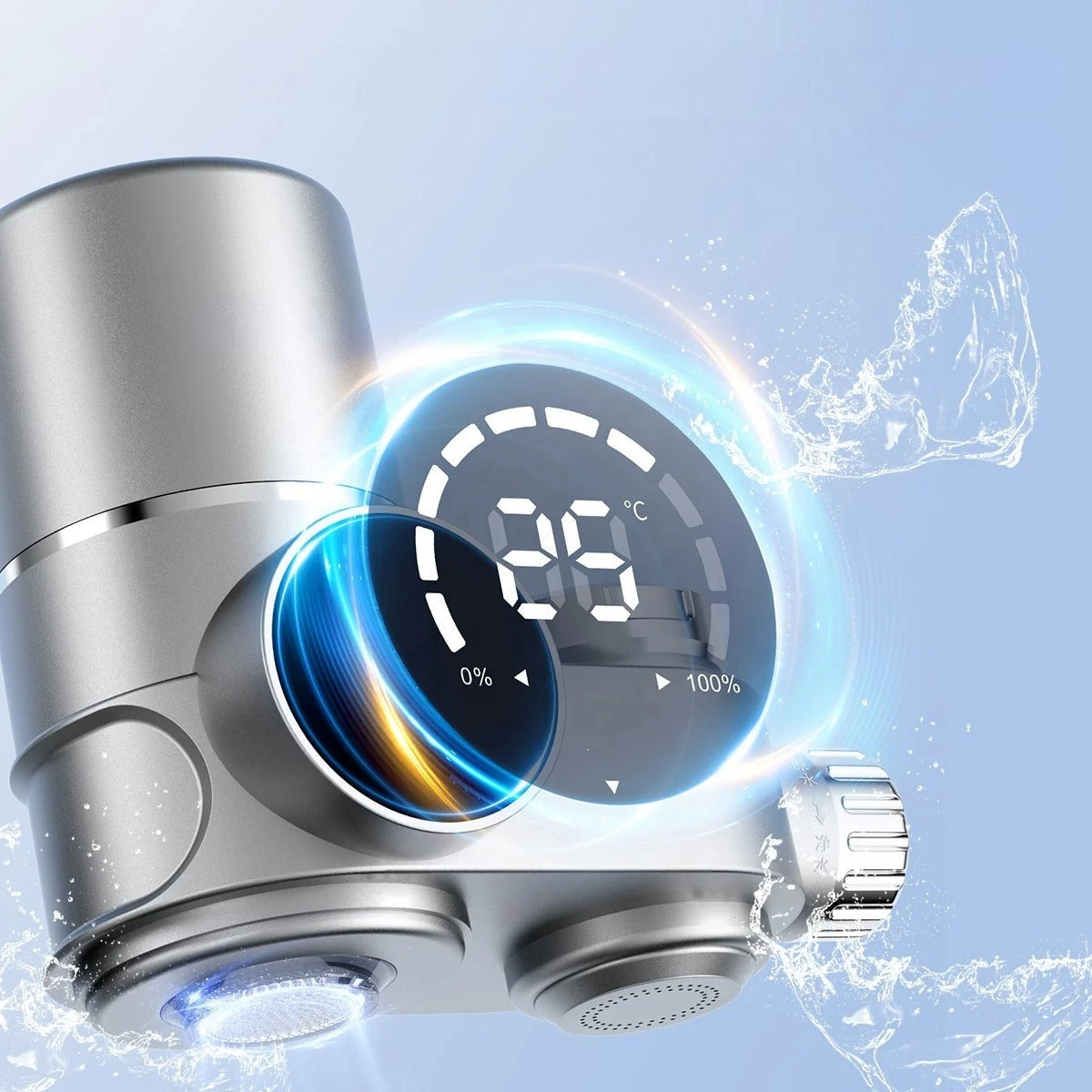 LED Kitchen Faucet Water Filter – Food-Safe Stainless Steel, Dual-Mode Purifier with Temperature Display | Thomler