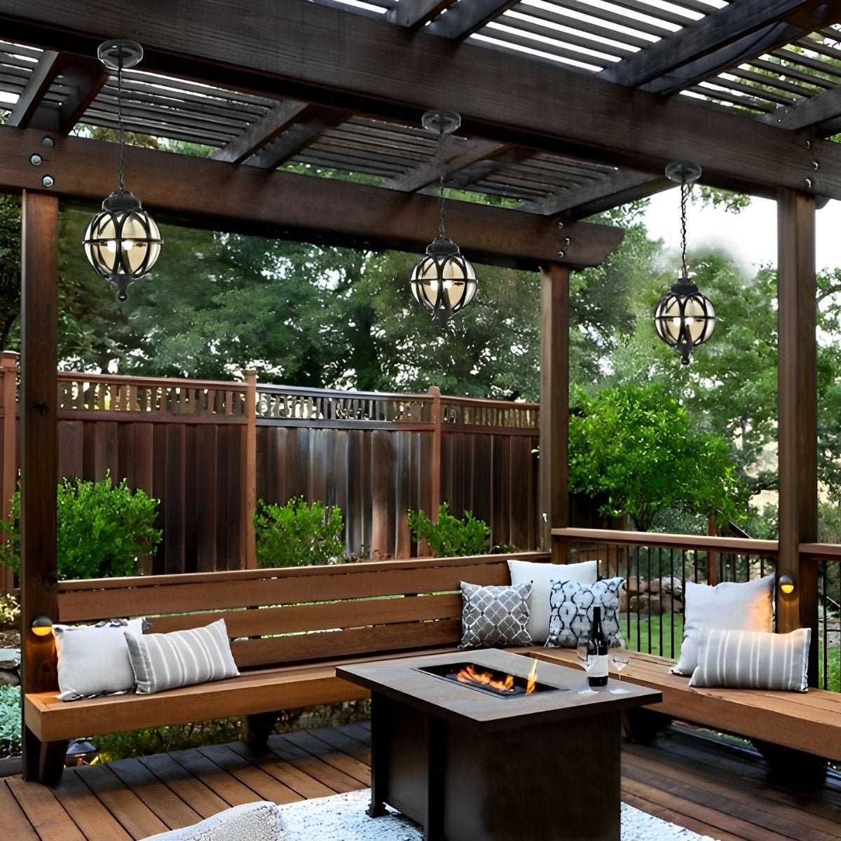 Pendant Light Aluminium Glass Globe Ø 28.0 cm Bronze Outdoor Veranda Pergola Hanging Ceiling Lantern | Thomler