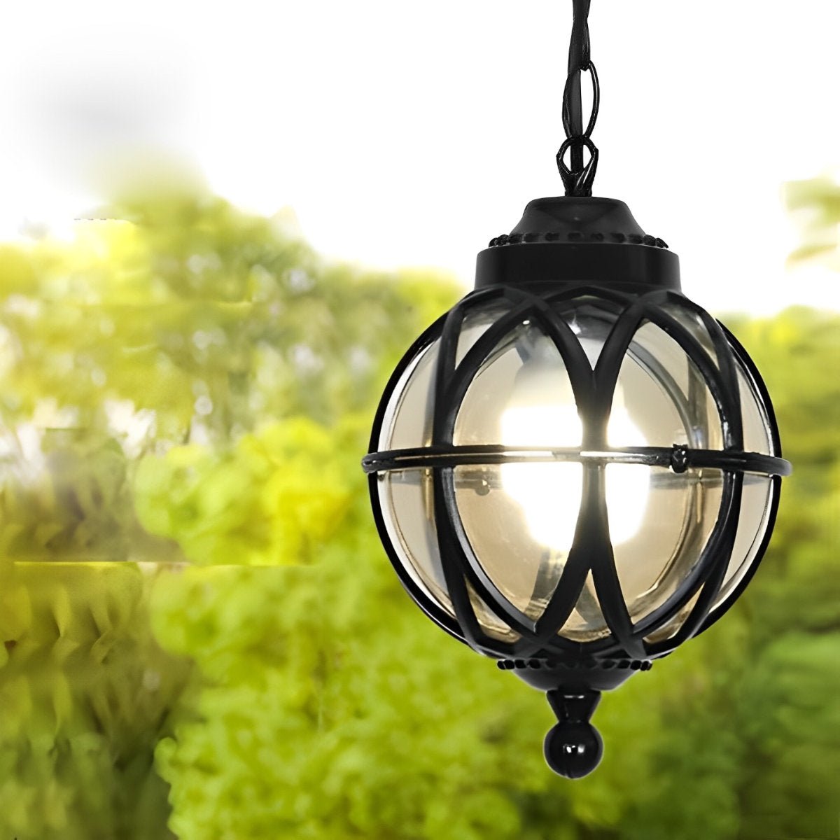 Pendant Light Aluminium Glass Globe Ø 28.0 cm Bronze Outdoor Veranda Pergola Hanging Ceiling Lantern | Thomler
