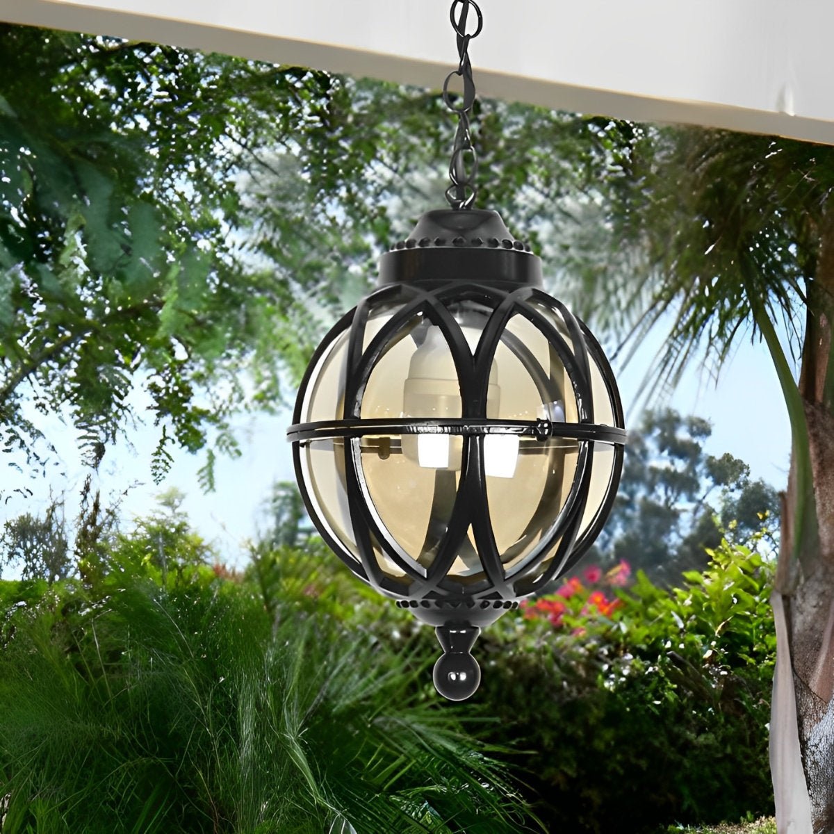Pendant Light Aluminium Glass Globe Ø 28.0 cm Bronze Outdoor Veranda Pergola Hanging Ceiling Lantern | Thomler