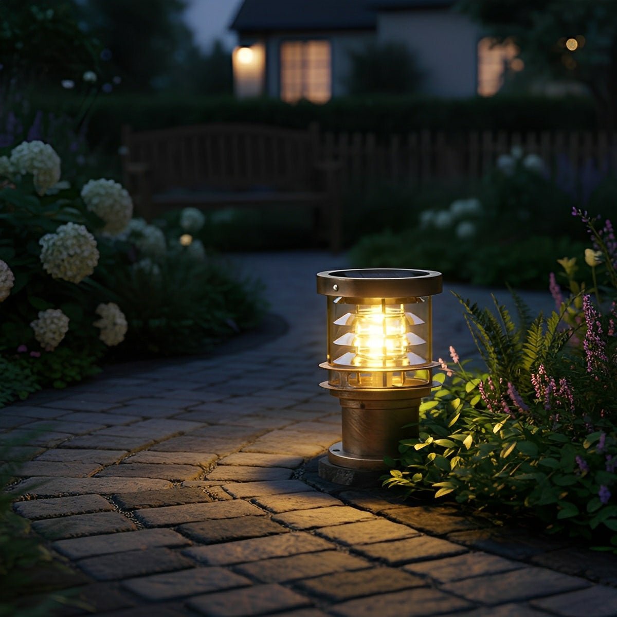 Outdoor Lawn Lamp Die-Cast Aluminum 11.8 in Tiered LED Black Garden Patio Lighting Landscape | Thomler