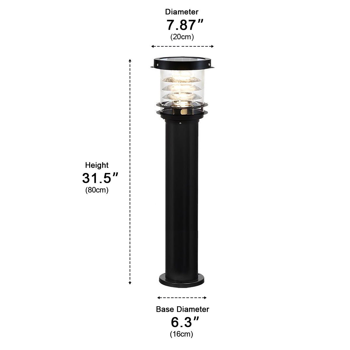 LED Bollard Post Light Outdoor Garden Path Lighting Aluminum 7W IP65 Weatherproof for Patio Yard Walkway Landscape Solar Hardwired | Thomler