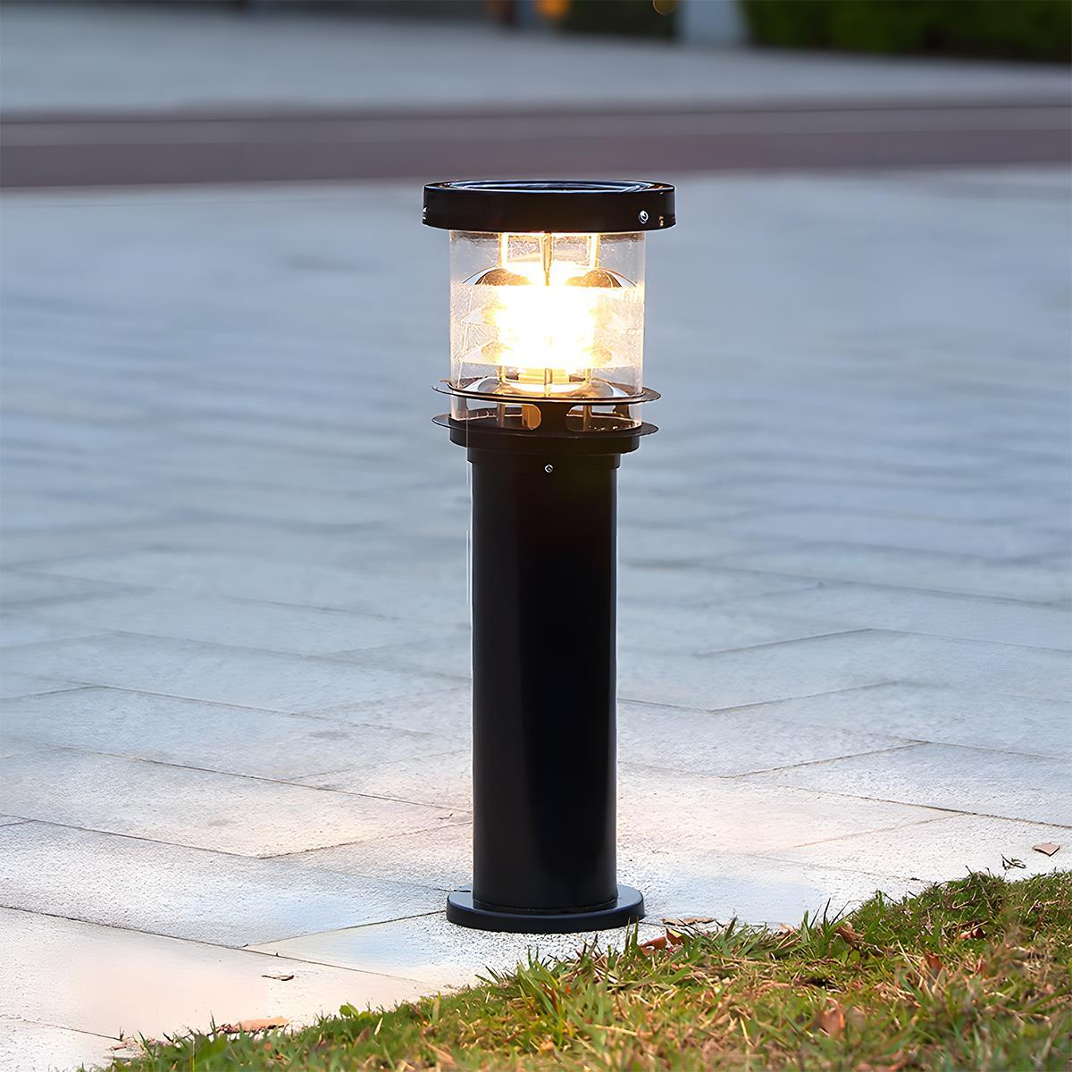 Outdoor Lawn Lamp Die-Cast Aluminum 11.8 in Tiered LED Black Garden Patio Lighting Landscape | Thomler