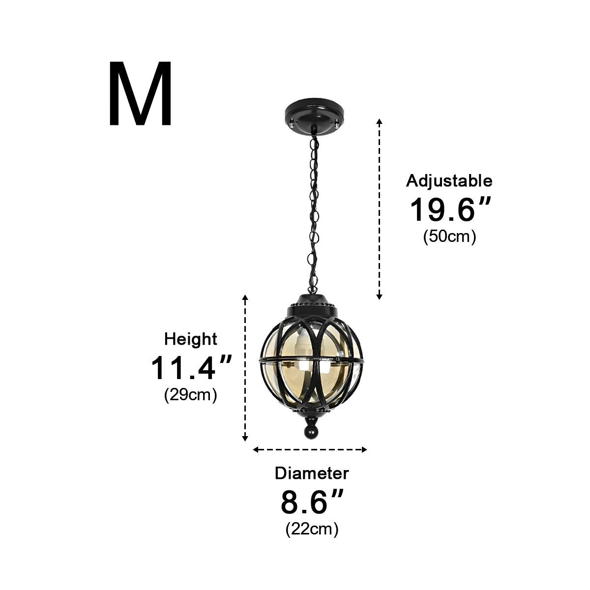 Pendant Light Aluminium Glass Globe Ø 28.0 cm Bronze Outdoor Veranda Pergola Hanging Ceiling Lantern | Thomler