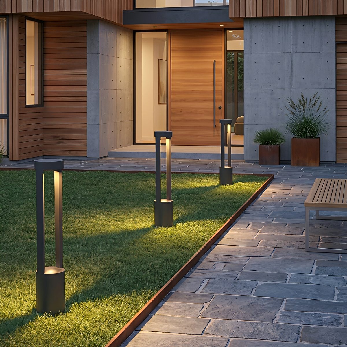 Outdoor Column Bollard Light 7W LED Aluminum Weather-Resistant Pathway Lighting for Lawn Garden Yard Walkway Villa | Thomler