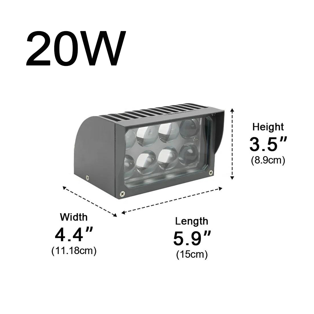 Outdoor LED Spotlight Die Cast Aluminum 20W Adjustable Gray Exterior Wall Light 5.9 in x 4.4 in x 3.5 in For Home Hotel Building Facade Illumination Waterproof Long-Range | Thomler