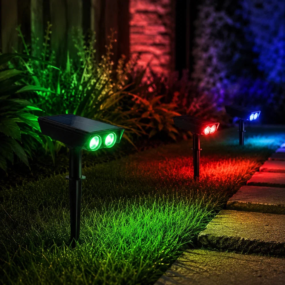 Outdoor Solar Garden Spotlight with Adjustable Beam – Rechargeable Stake Light for Yard, Walkway & Patio Lighting | Thomler