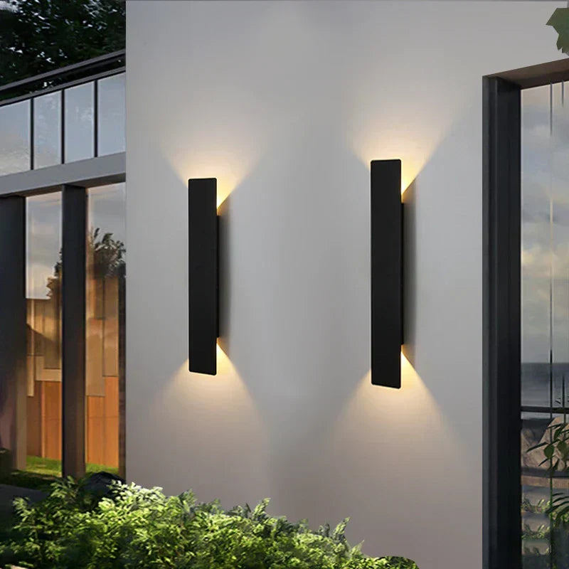 Outdoor LED Wall Light Aluminum Waterproof Sconce Modern Slim Strip Design for Patio Garden Facade Warm White Cold White | Thomler