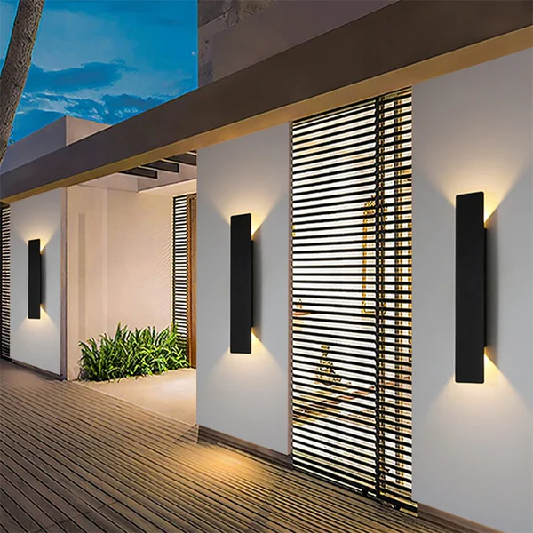 Outdoor LED Wall Light Aluminum Waterproof Sconce Modern Slim Strip Design for Patio Garden Facade Warm White Cold White | Thomler