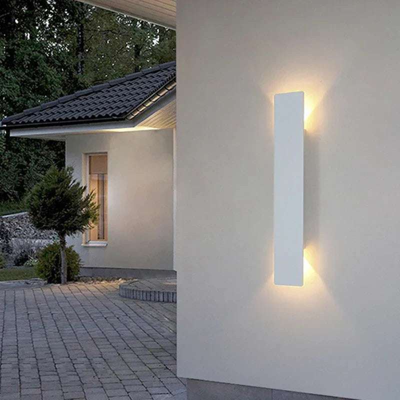 Outdoor LED Wall Light Aluminum Waterproof Sconce Modern Slim Strip Design for Patio Garden Facade Warm White Cold White | Thomler