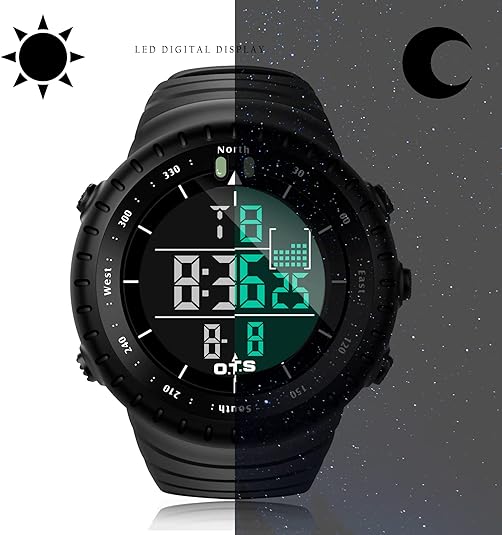 Digital Sports Watch for Men Shock Resistant Waterproof Alarm LED Backlight Tactical Wristwatch for Running Hiking Swimming Outdoor Activiti | Thomler