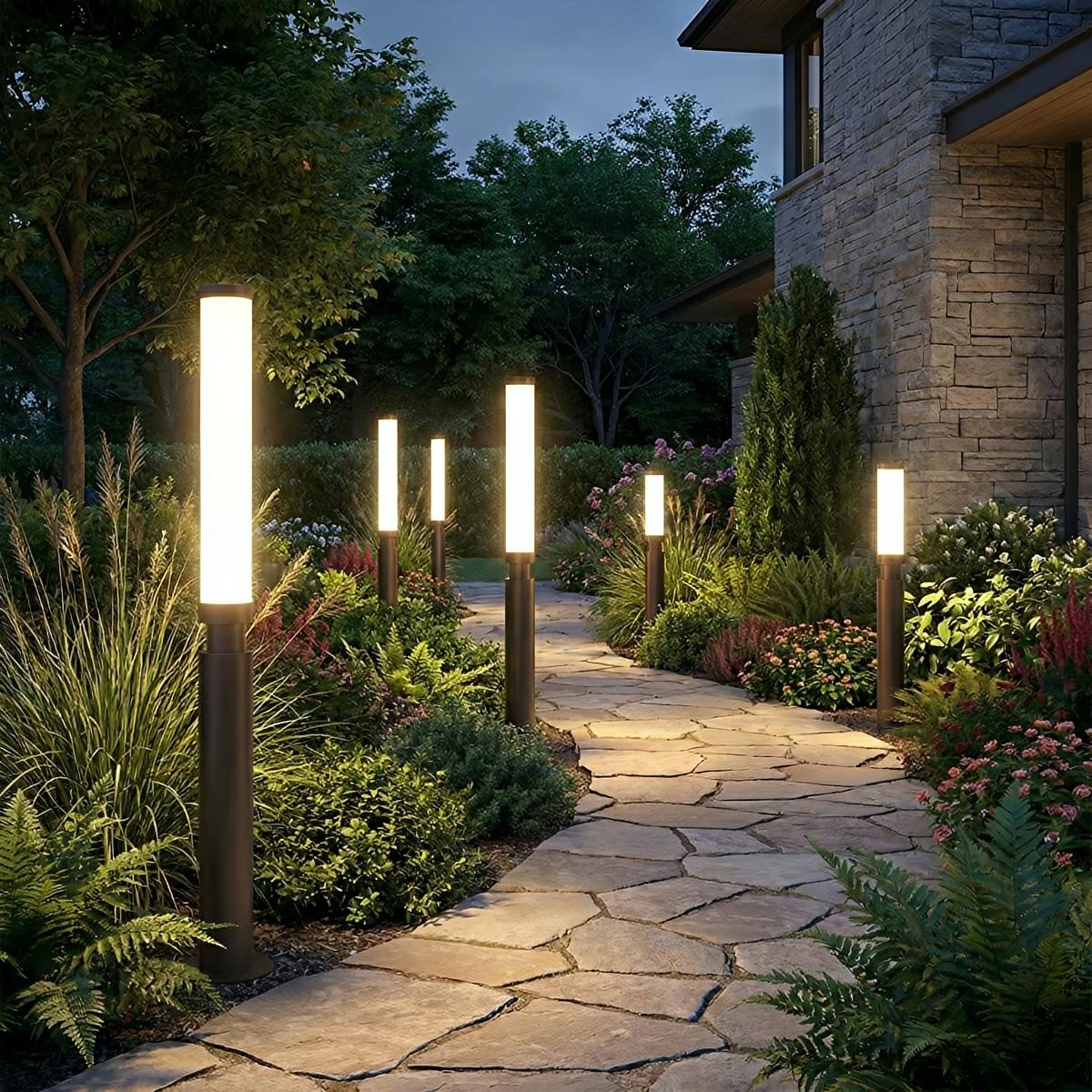 Sleek Outdoor LED Bollard Fixture – Weather-Resistant Aluminum Housing for Driveways, Walkways & Garden Edging – Slim Profile with Warm Glow | Thomler