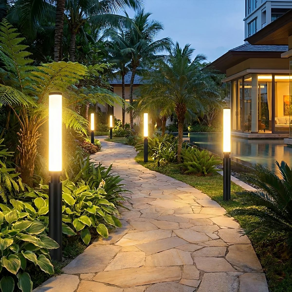 Sleek Outdoor LED Bollard Fixture – Weather-Resistant Aluminum Housing for Driveways, Walkways & Garden Edging – Slim Profile with Warm Glow | Thomler