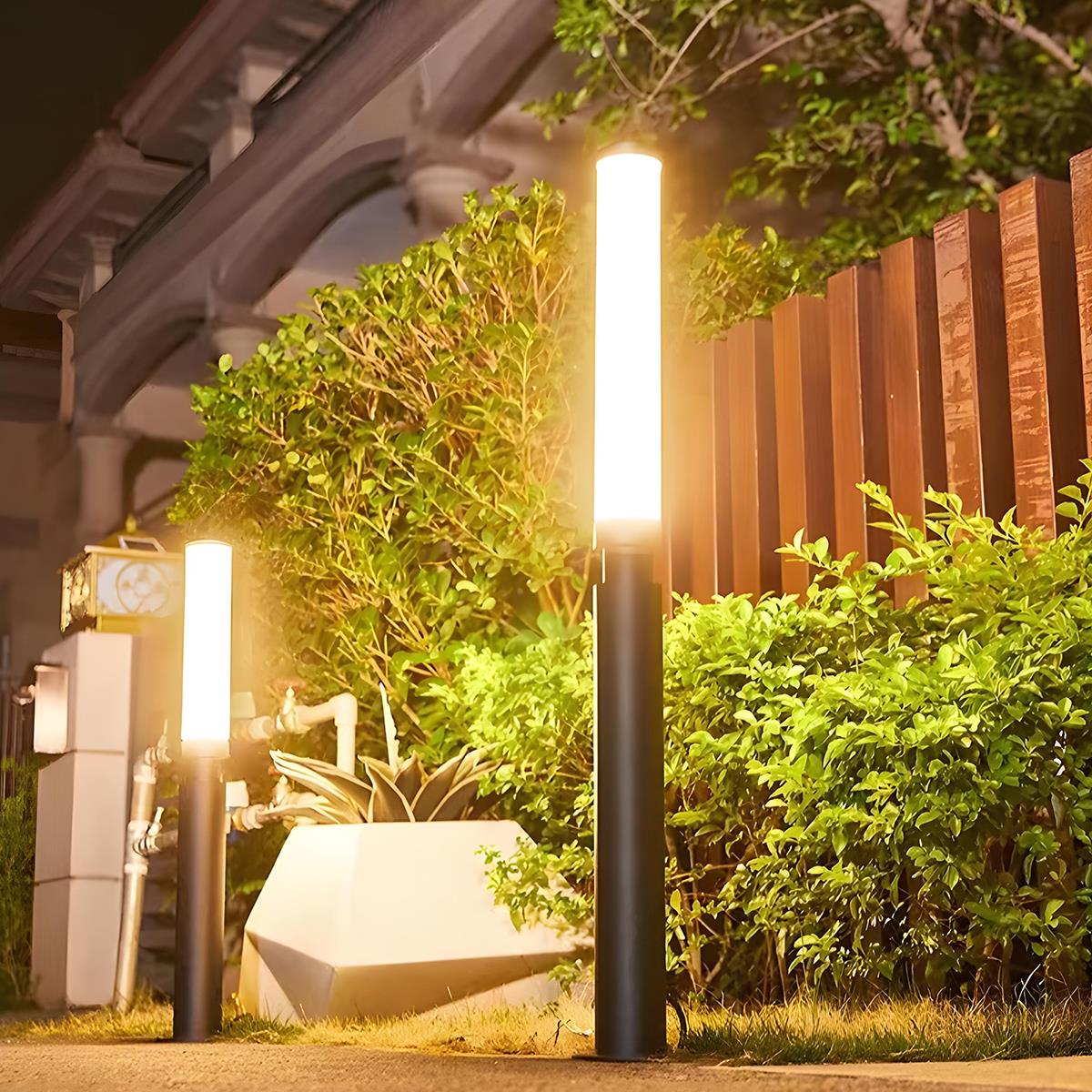 Garden Post Light Aluminium 200.0 cm Black Outdoor Driveway Pathway Warm White LED Pillar Lamp Waterproof IP55 | Thomler