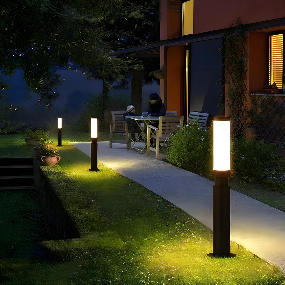 Garden Post Light Aluminium 200.0 cm Black Outdoor Driveway Pathway Warm White LED Pillar Lamp Waterproof IP55 | Thomler