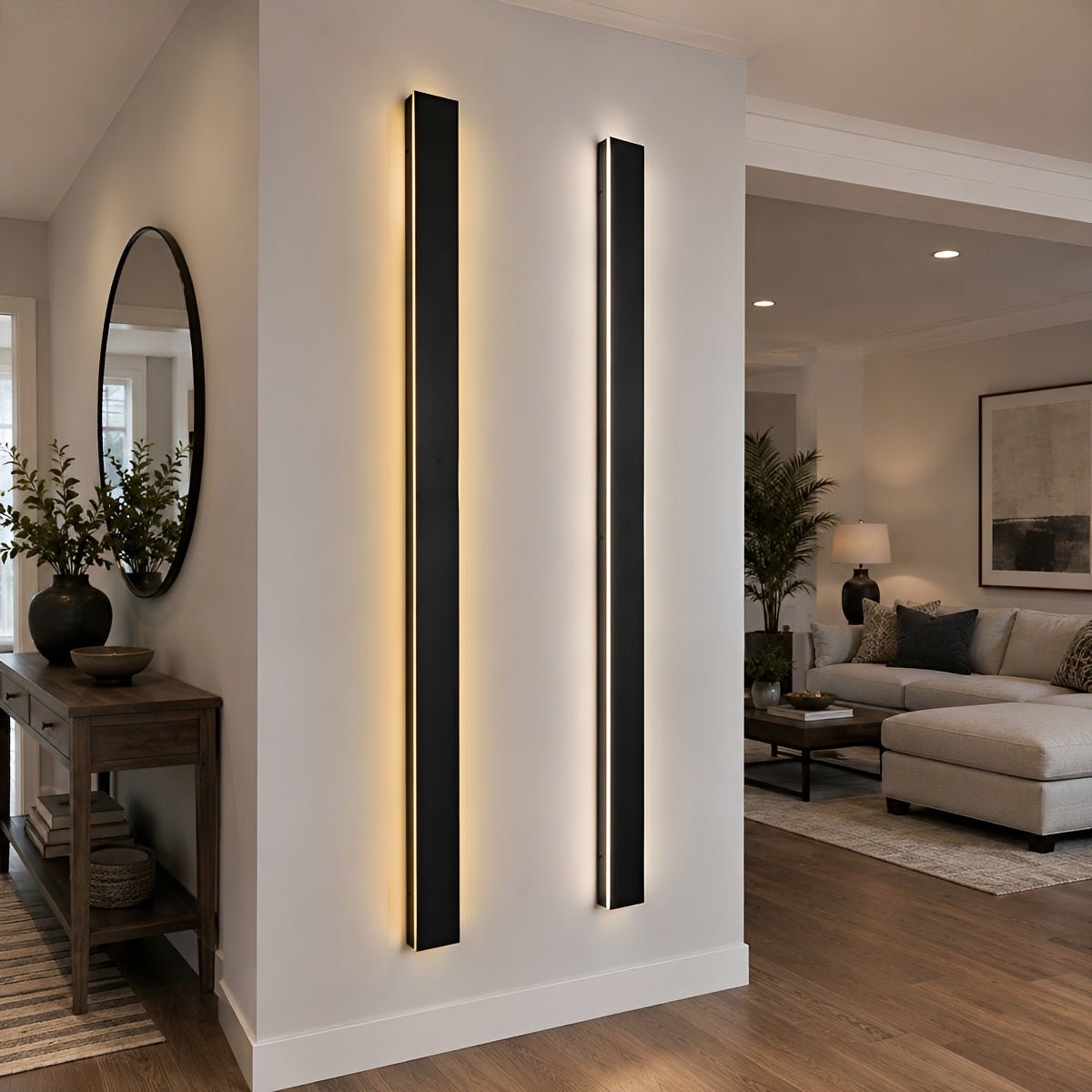 Linear Aluminum Exterior Sconce 485lm IP65 Rated for Entryway Deck Pathway Facade in Black | Thomler