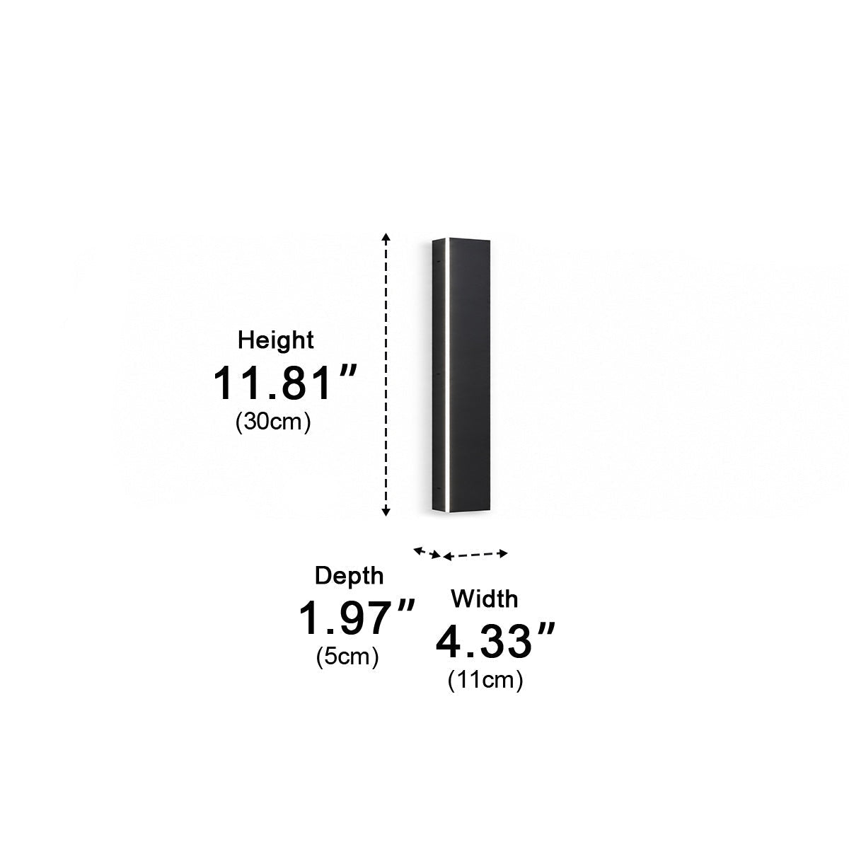 Linear Aluminum Exterior Sconce 485lm IP65 Rated for Entryway Deck Pathway Facade in Black | Thomler