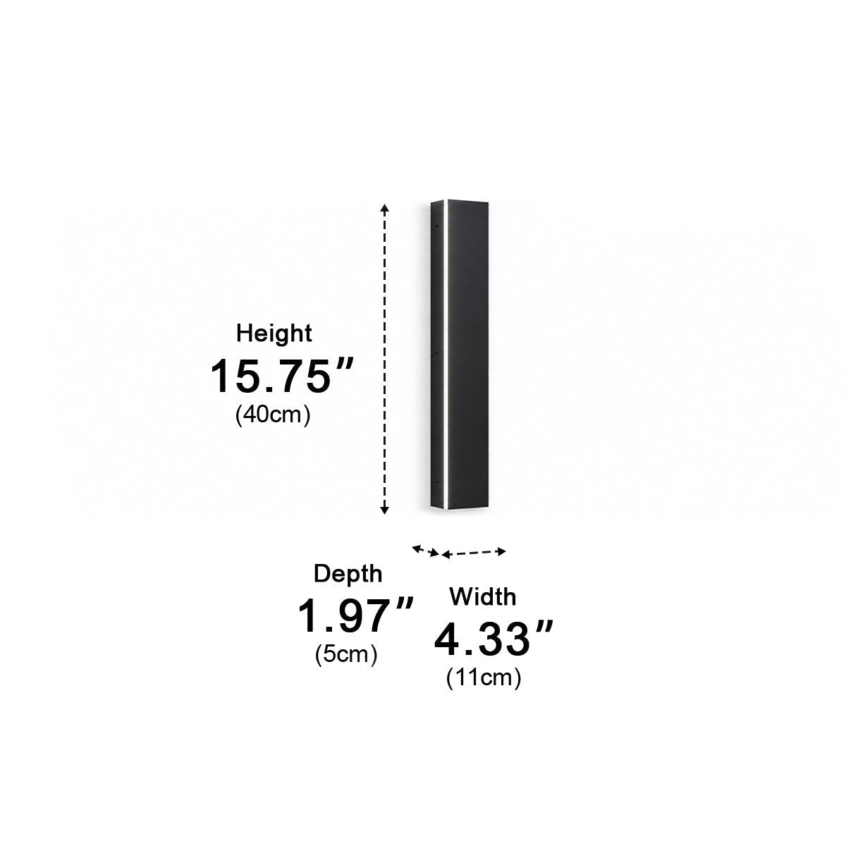 Linear Aluminum Exterior Sconce 485lm IP65 Rated for Entryway Deck Pathway Facade in Black | Thomler