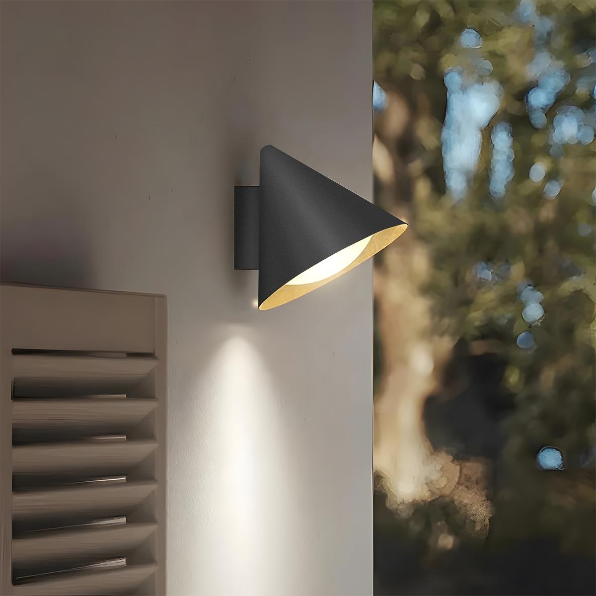 Outdoor Wall Sconce Metal 9.8 in Black Warm White Porch Patio Courtyard Lighting Modern Minimalist | Thomler