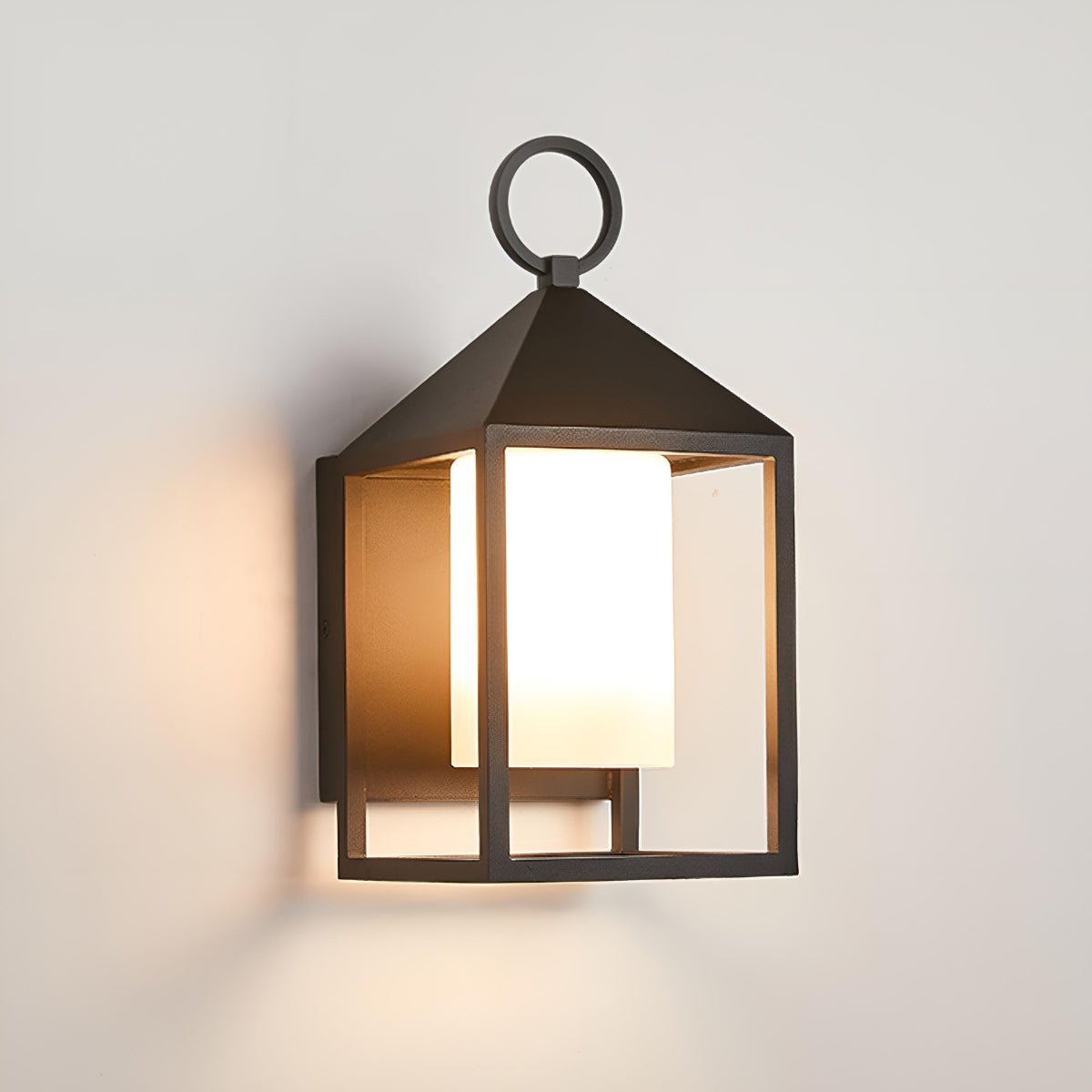 Black Aluminum Outdoor Wall Lantern, Clear Glass Panels, Hardwired LED Sconce for Front Entry & Porch | Thomler