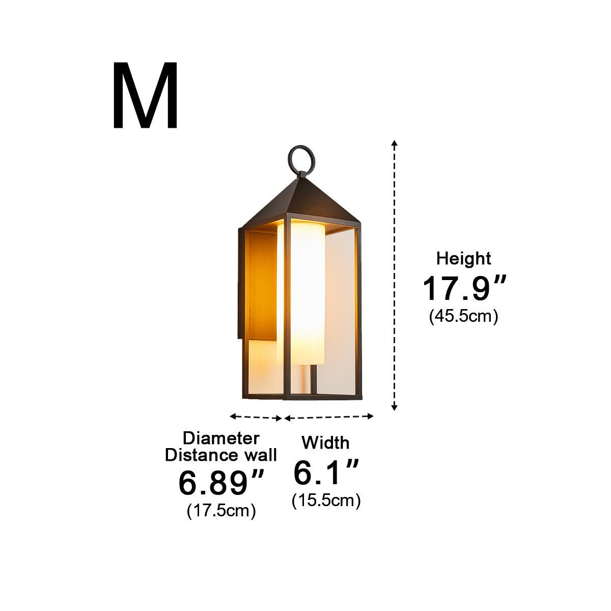 Black Aluminum Outdoor Wall Lantern, Clear Glass Panels, Hardwired LED Sconce for Front Entry & Porch | Thomler
