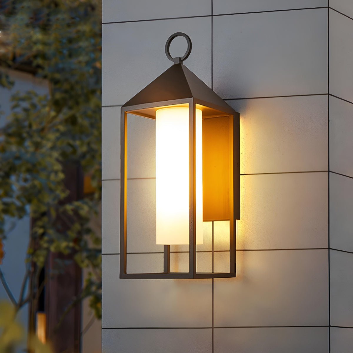 Black Aluminum Outdoor Wall Lantern, Clear Glass Panels, Hardwired LED Sconce for Front Entry & Porch | Thomler