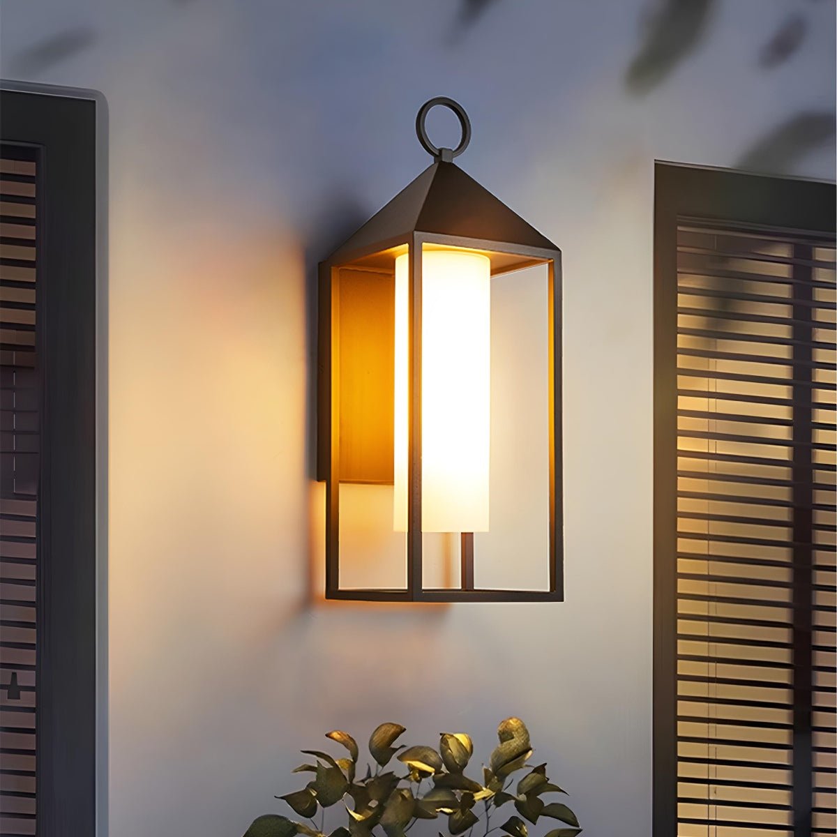 Black Aluminum Outdoor Wall Lantern, Clear Glass Panels, Hardwired LED Sconce for Front Entry & Porch | Thomler