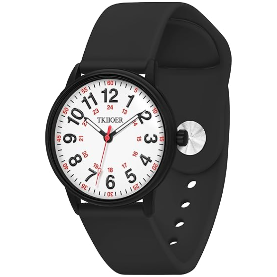 Clip-On Fob Watch for Nurses & Healthcare Workers with Luminous Dial 12/24 Hour Second Hand 164 ft Waterproof for Medical Students CNAs | Thomler