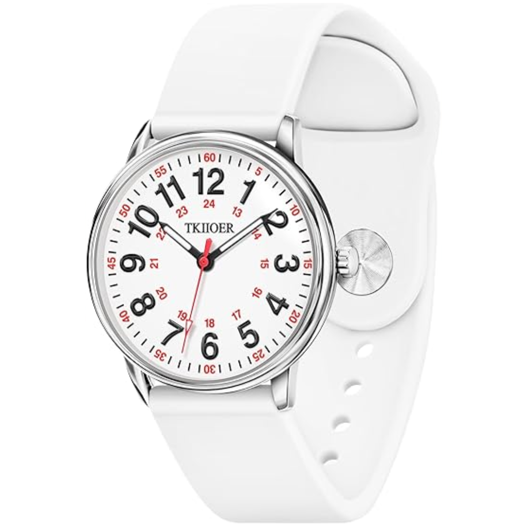 Clip-On Fob Watch for Nurses & Healthcare Workers with Luminous Dial 12/24 Hour Second Hand 164 ft Waterproof for Medical Students CNAs | Thomler