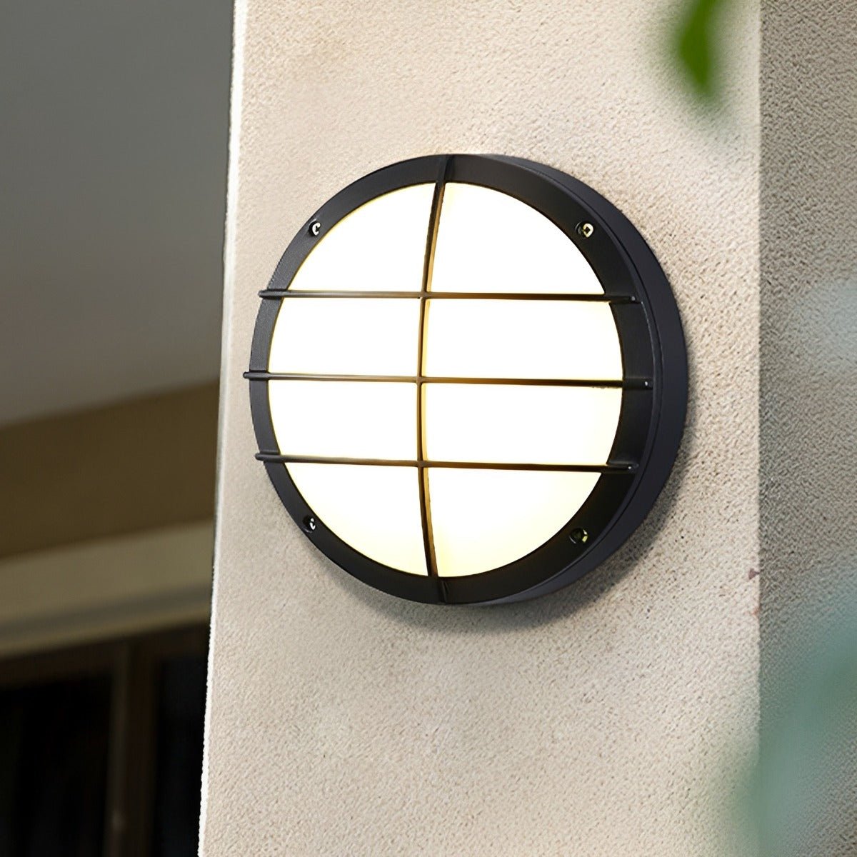 Round LED Sconce Fixture for Porch Entry Garden Patio Deck Outdoor Wall Lighting in Black or White | Thomler