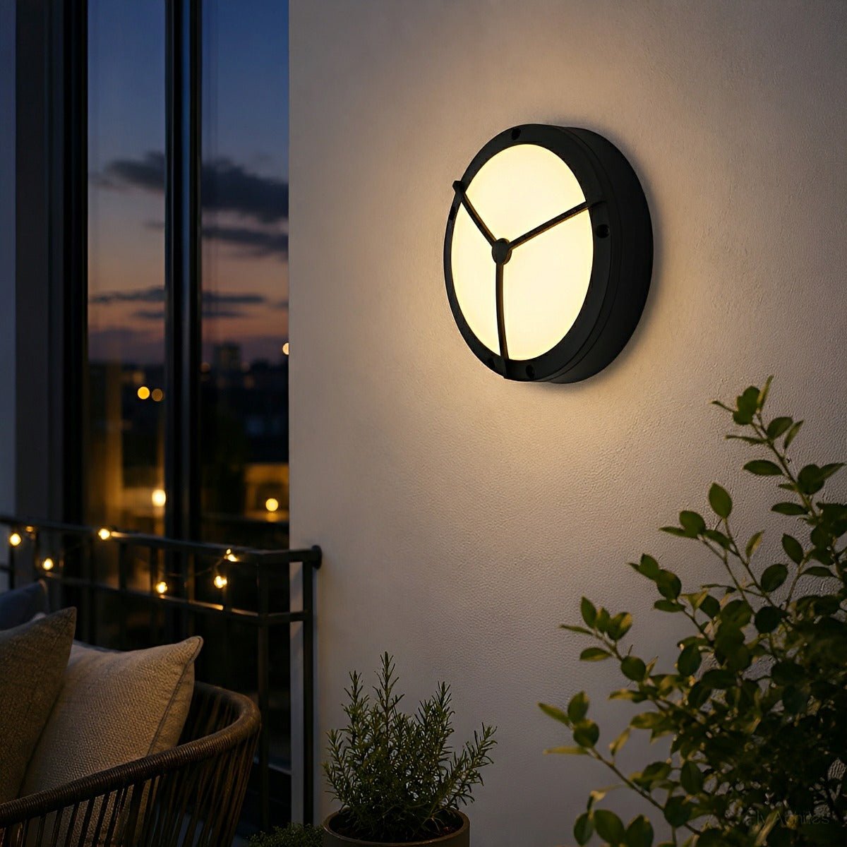 Round LED Sconce Fixture for Porch Entry Garden Patio Deck Outdoor Wall Lighting in Black or White | Thomler