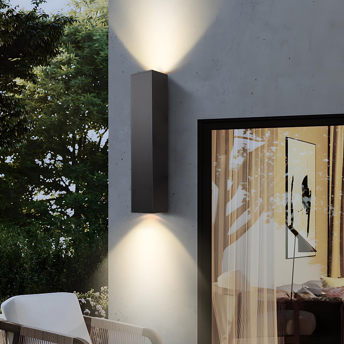 Wall Sconce Aluminum 20W Black 11 in Outdoor Porch Patio Garden LED Lighting Up Down | Thomler