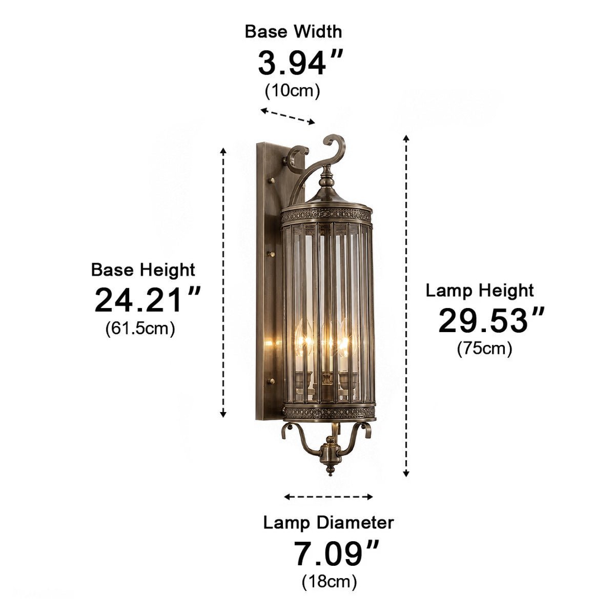 Antique Brass Glass Lantern Sconce for Outdoor Entryways – IP65 Weatherproof LED Fixture for Home Facades & Patios | Thomler
