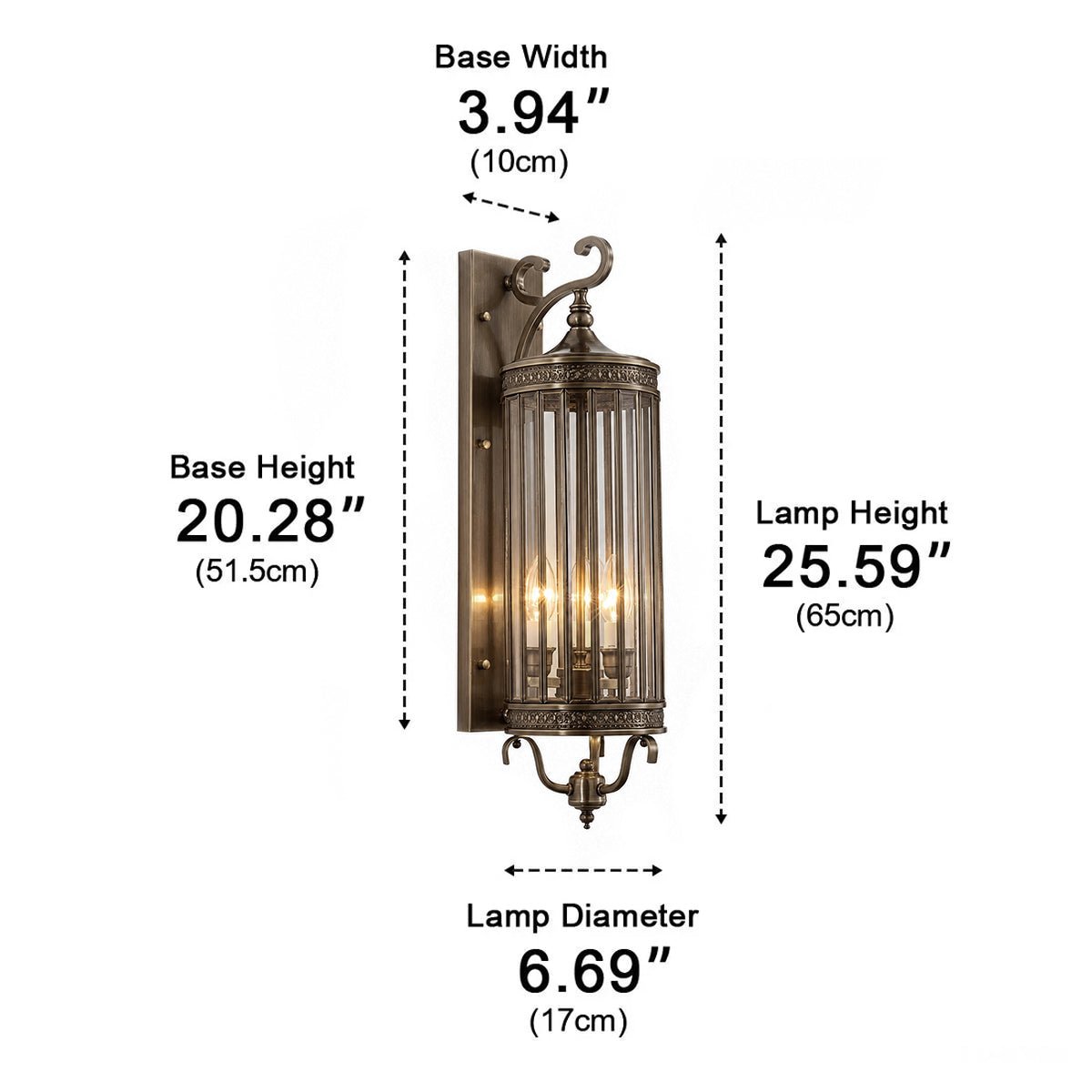 Antique Brass Glass Lantern Sconce for Outdoor Entryways – IP65 Weatherproof LED Fixture for Home Facades & Patios | Thomler