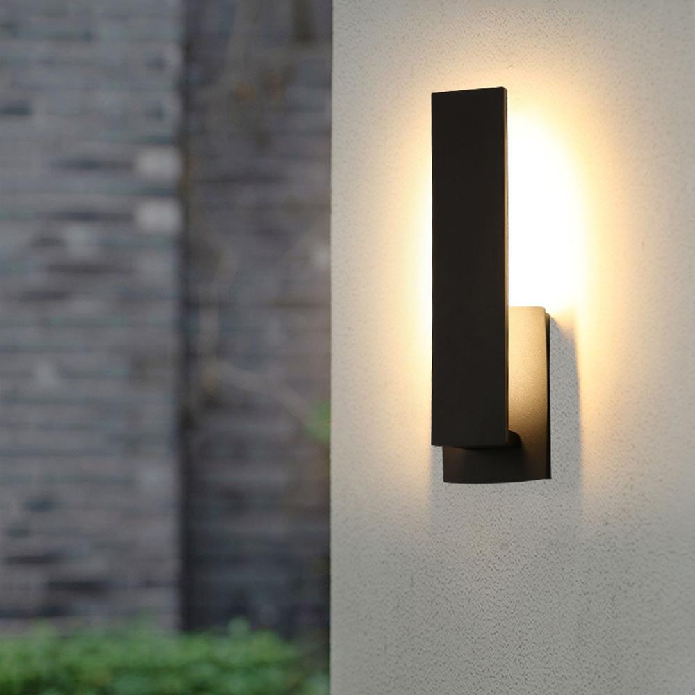 Wall Light Aluminium 42.5 cm Black LED Outdoor Facade Front Door Patio Sconce Waterproof Warm White | Thomler