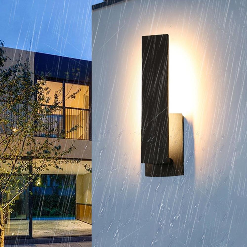 Wall Light Aluminium 42.5 cm Black LED Outdoor Facade Front Door Patio Sconce Waterproof Warm White | Thomler