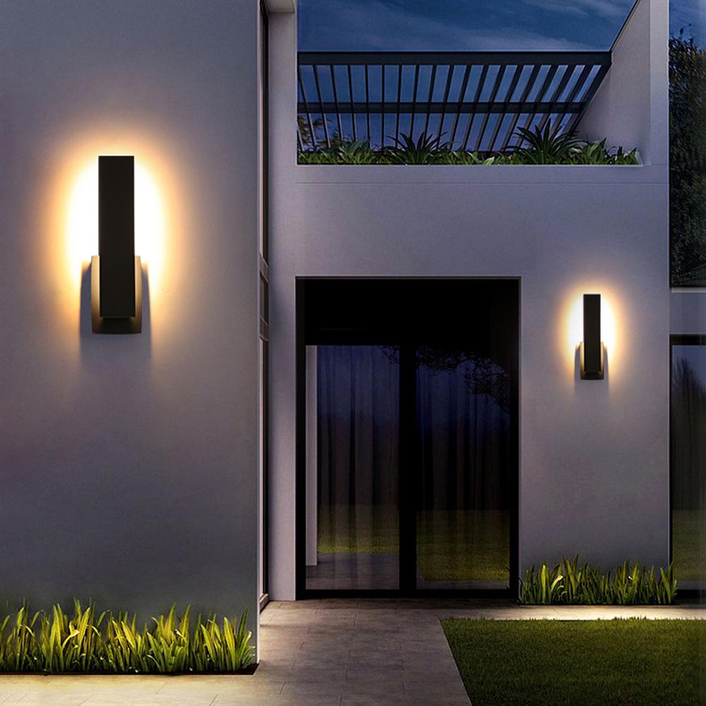 Wall Light Aluminium 42.5 cm Black LED Outdoor Facade Front Door Patio Sconce Waterproof Warm White | Thomler