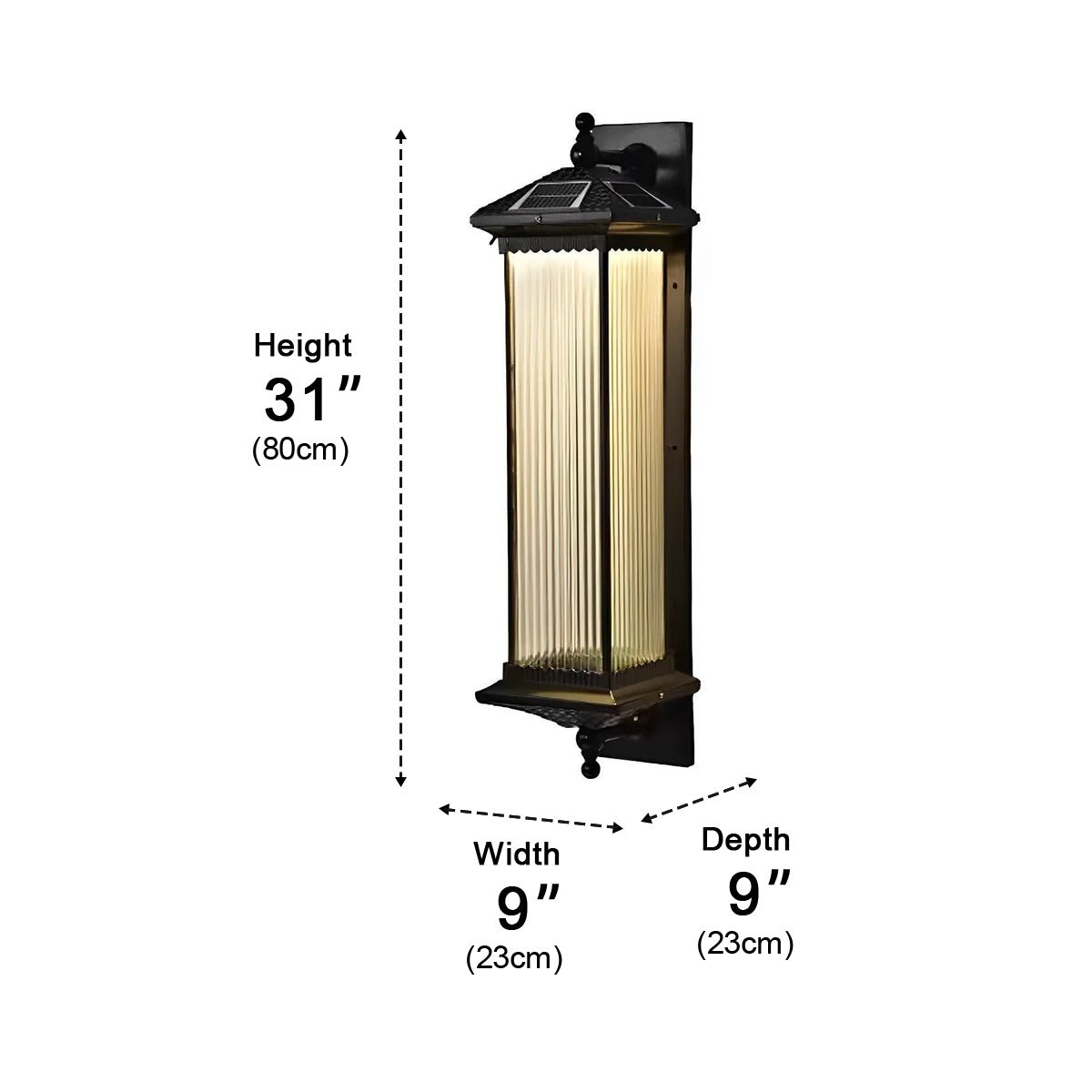 Wall Light Cast Aluminium 58.0 cm Coffee Brown Solar Garden Facade Lantern Waterproof Outdoor Veranda Entrance Lighting | Thomler
