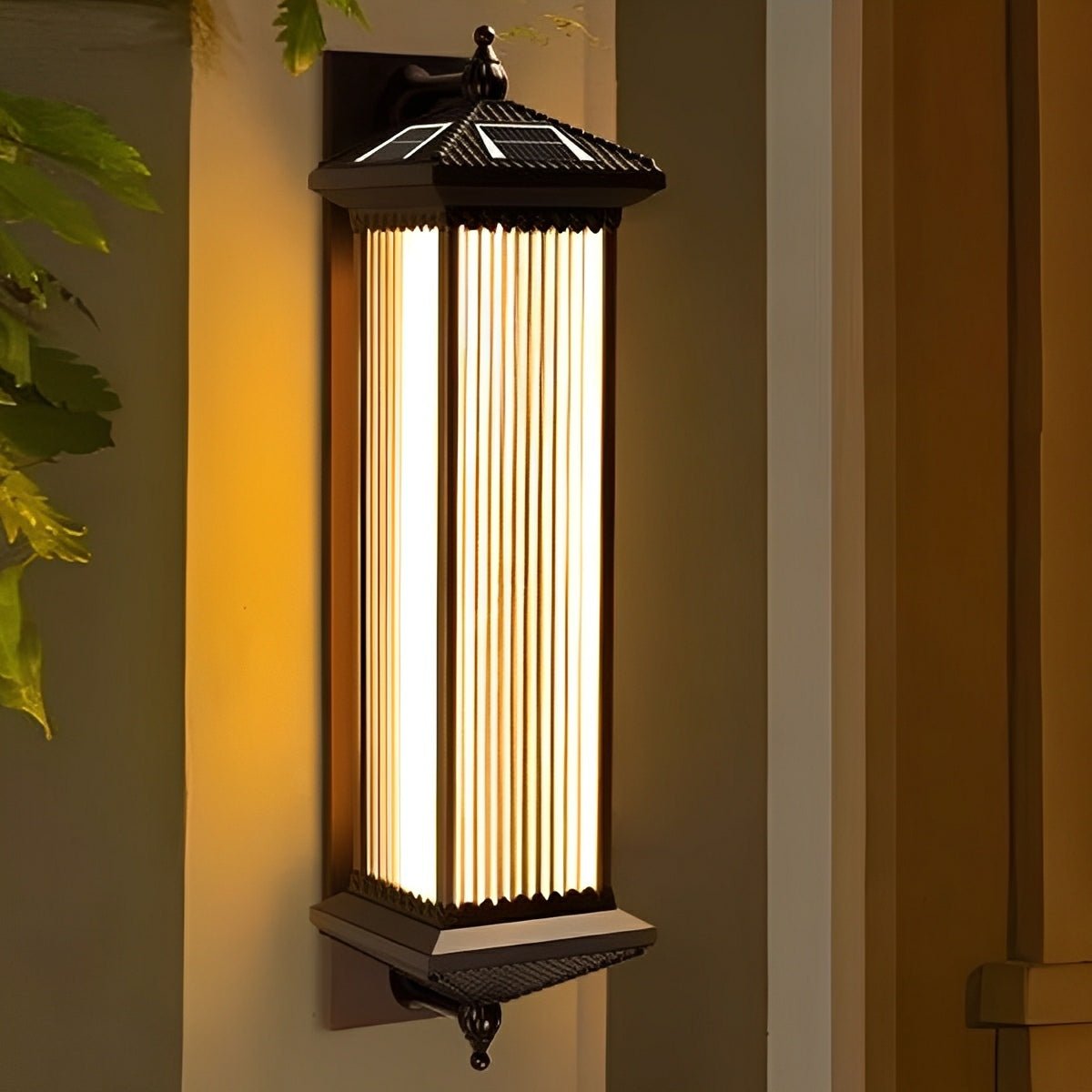 Wall Light Cast Aluminium 58.0 cm Coffee Brown Solar Garden Facade Lantern Waterproof Outdoor Veranda Entrance Lighting | Thomler