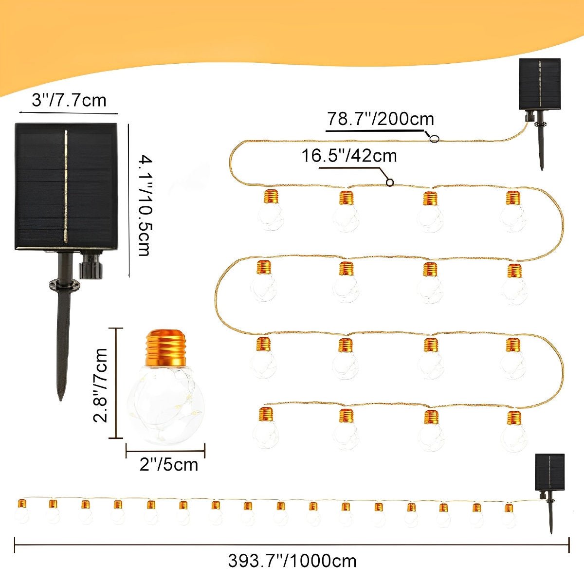 String Lights Jute Cable 10.0 m 20 LED Warm White Solar Garden Patio Pergola Edison Outdoor Lighting | Thomler