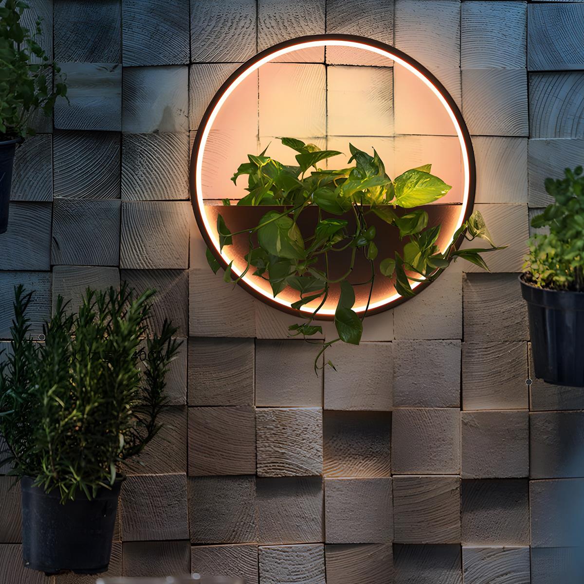 Solar LED Wall Planter Fixture with Built-In Flower Pot for Patio, Deck & Entryway – Weatherproof Modern Outdoor Sconce | Thomler