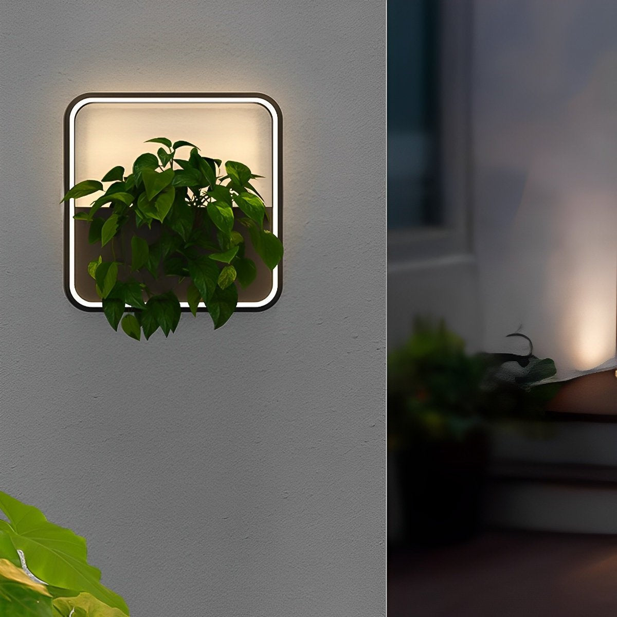 Solar LED Wall Planter Fixture with Built-In Flower Pot for Patio, Deck & Entryway – Weatherproof Modern Outdoor Sconce | Thomler