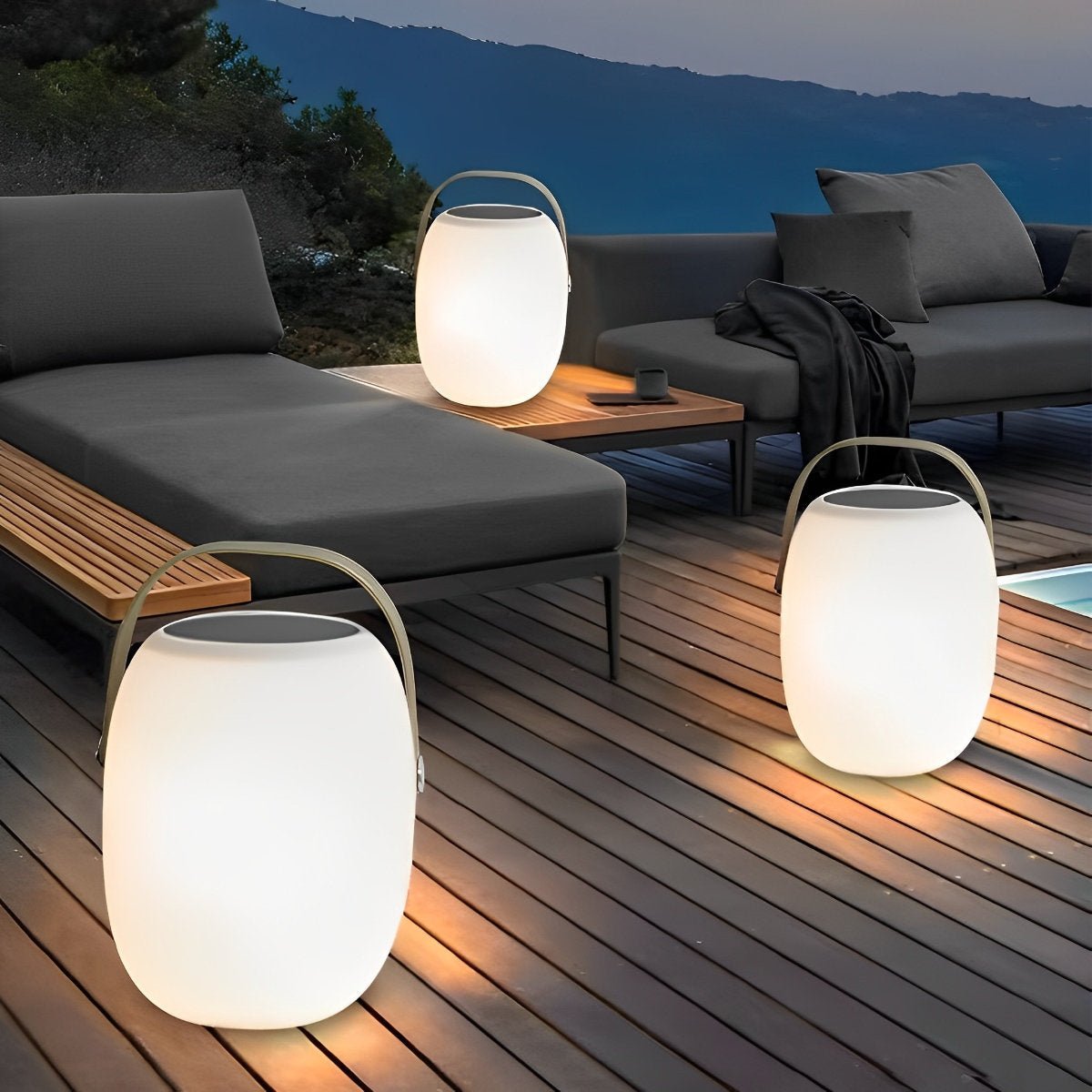 Table Lamp PE Globe Shade 18.0 cm White Garden Patio Solar LED Lantern Portable Outdoor Mood Light Dimmable | Thomler