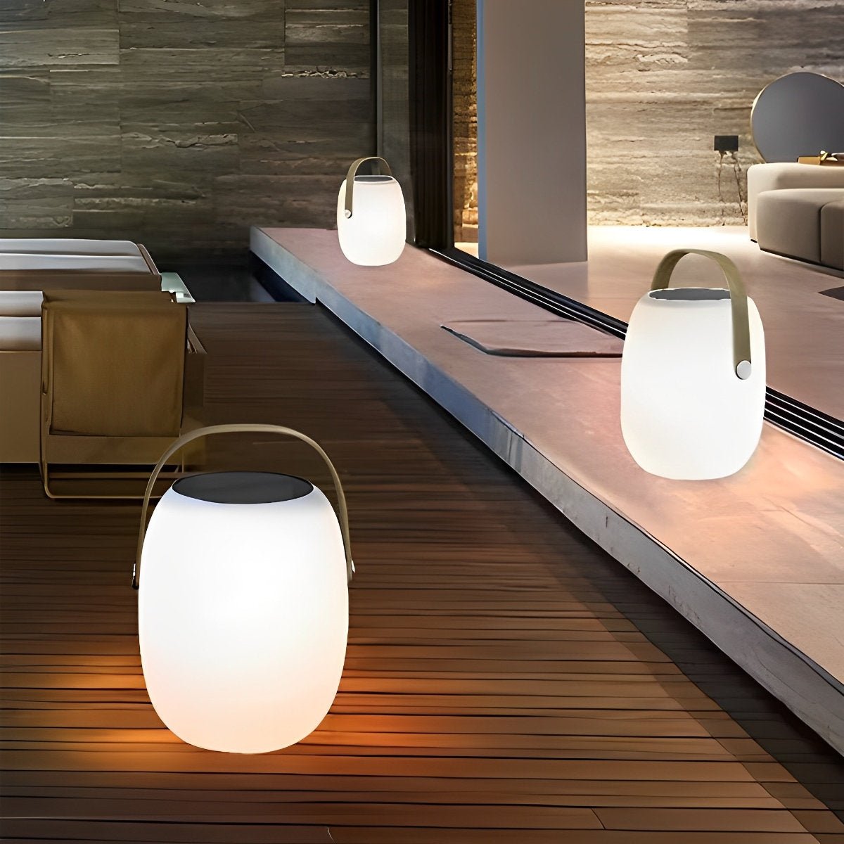Table Lamp PE Globe Shade 18.0 cm White Garden Patio Solar LED Lantern Portable Outdoor Mood Light Dimmable | Thomler
