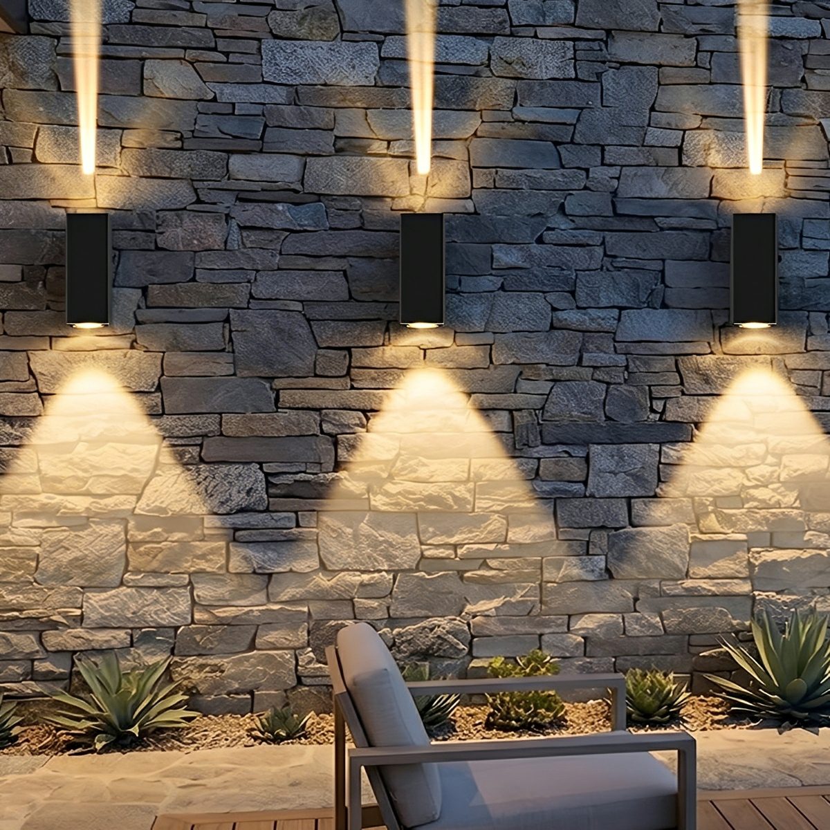Weatherproof Aluminum LED Wall Sconce Dual Beam Outdoor Indoor Fixture Corridor Stairway Entry Accent Light for Porch Patio Deck | Thomler