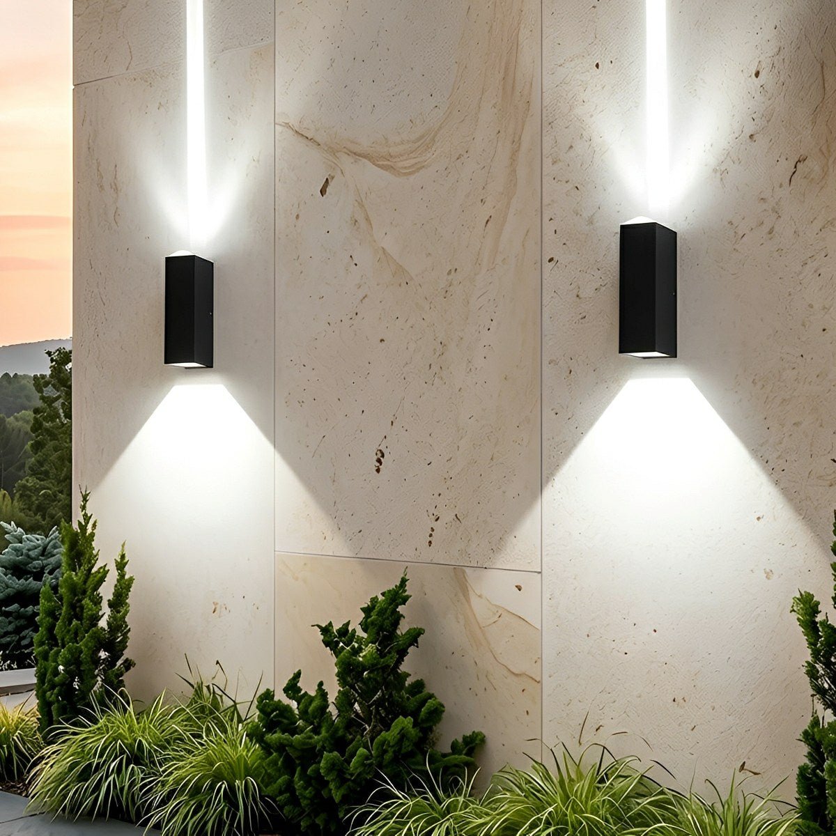 Weatherproof Aluminum LED Wall Sconce Dual Beam Outdoor Indoor Fixture Corridor Stairway Entry Accent Light for Porch Patio Deck | Thomler