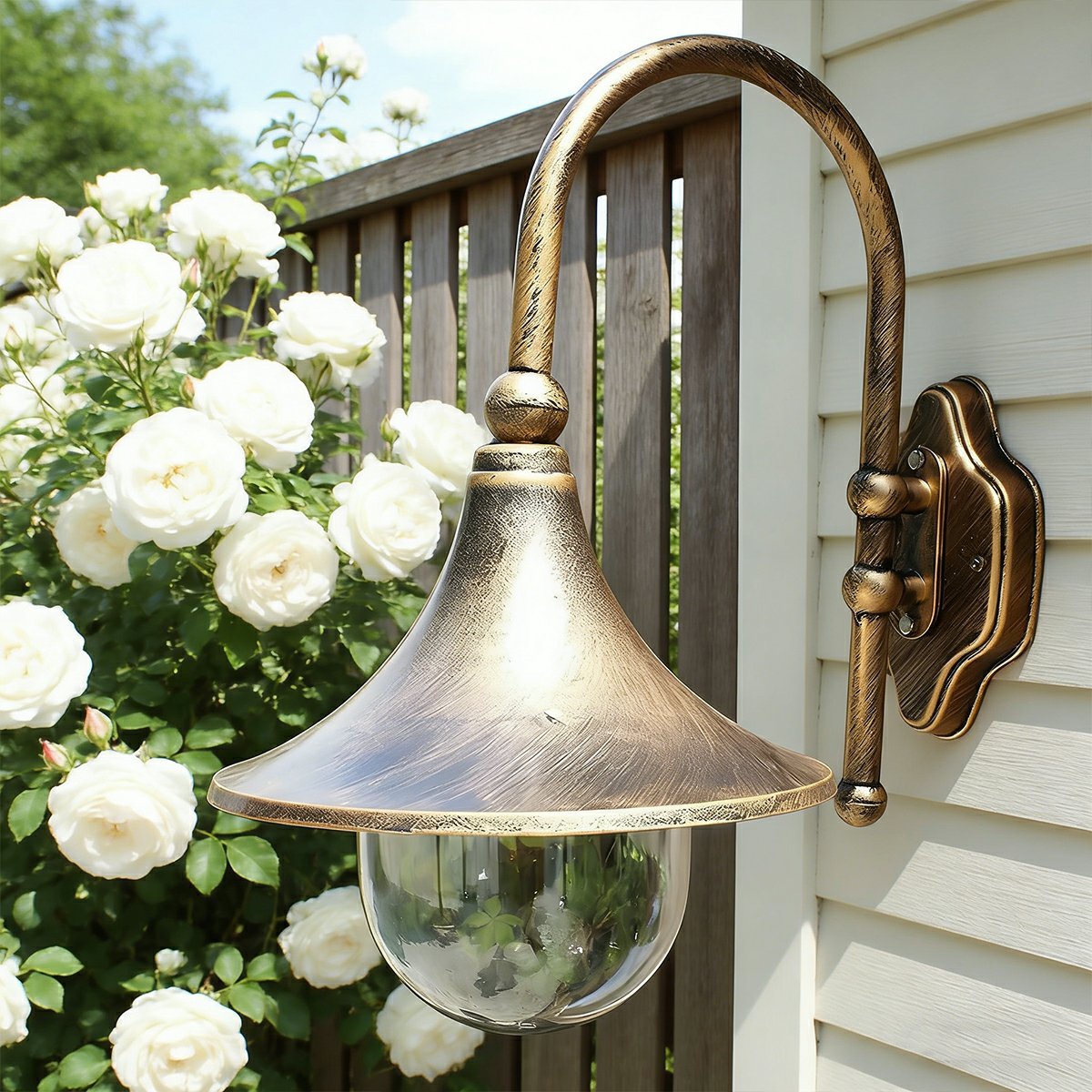 Outdoor Wall Lamp Aluminum 16.9 in Horn Shape Black Bronze LED 6-10W Front Door Garden Patio Rustic Lighting | Thomler
