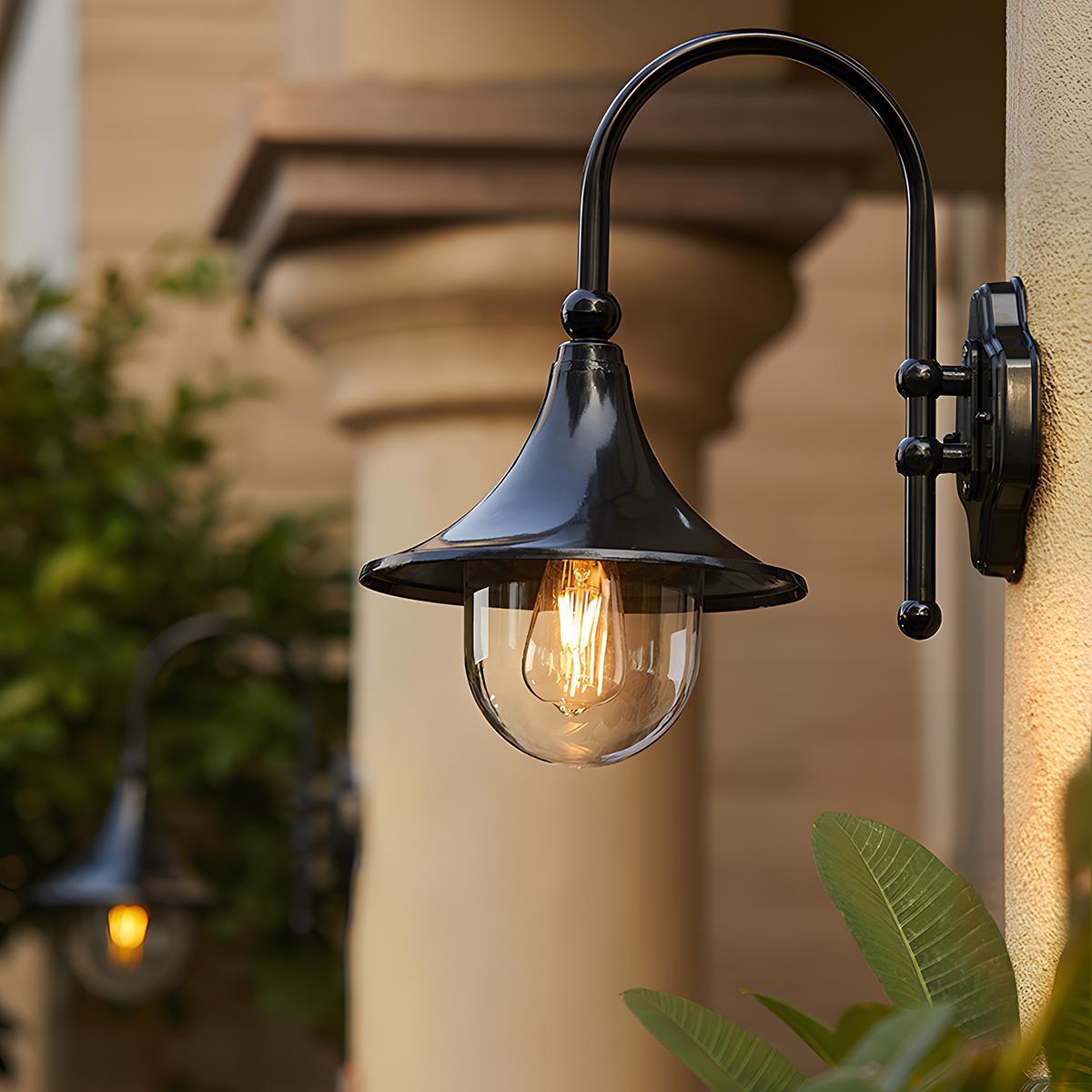 Outdoor Wall Lamp Aluminum 16.9 in Horn Shape Black Bronze LED 6-10W Front Door Garden Patio Rustic Lighting | Thomler