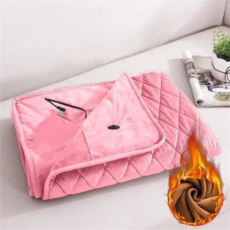 USB Heated Throw Blanket with Snap Closure — Cozy Plush Fleece Wrap for Office, Home & Travel | Thomler